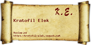 Kratofil Elek névjegykártya
